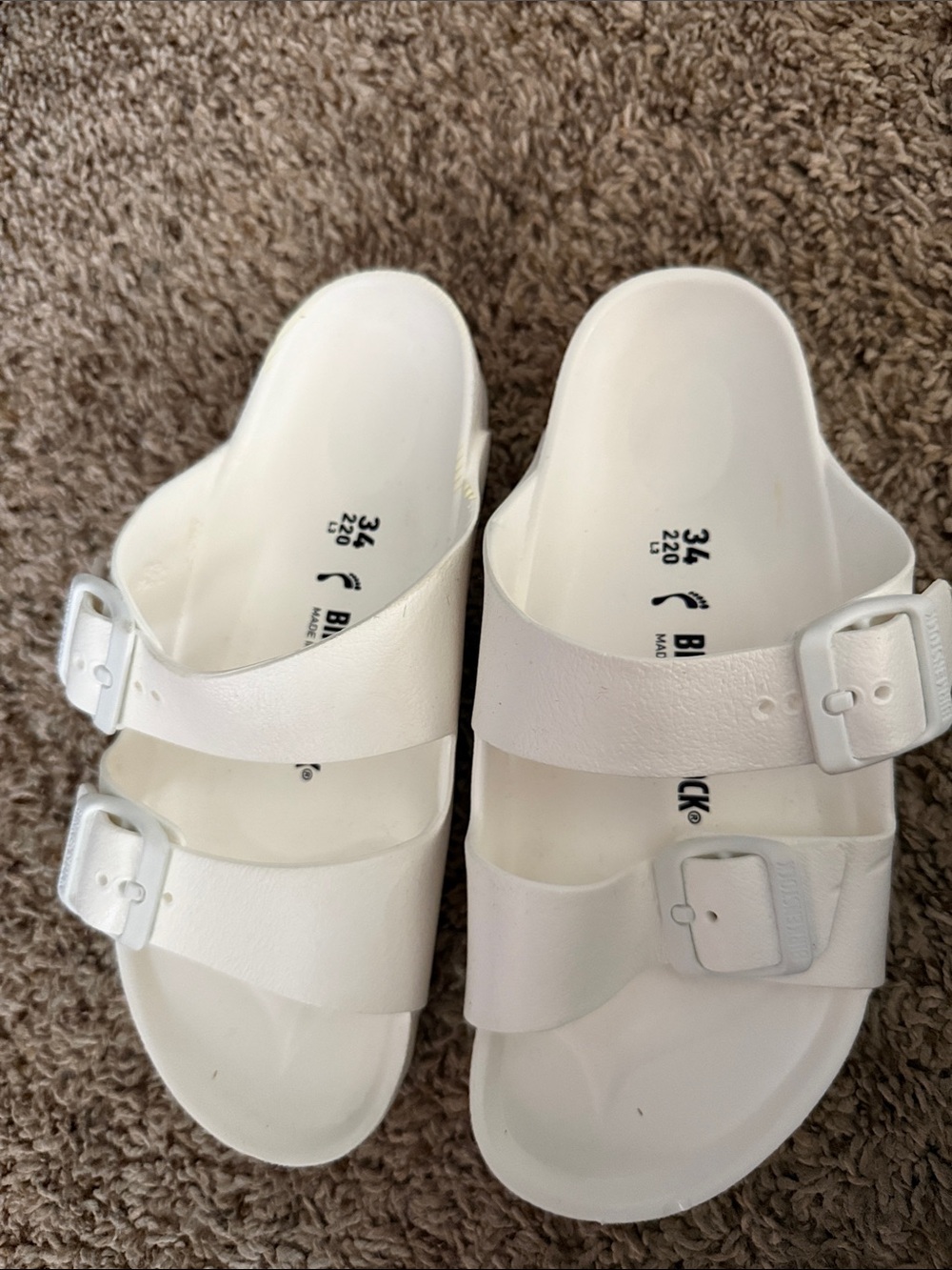 Birkenstock Kids White Two-Buckle EVA Slide Sandals